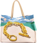 Pre-Owned Hermes Beach Bag Printed Canvas
