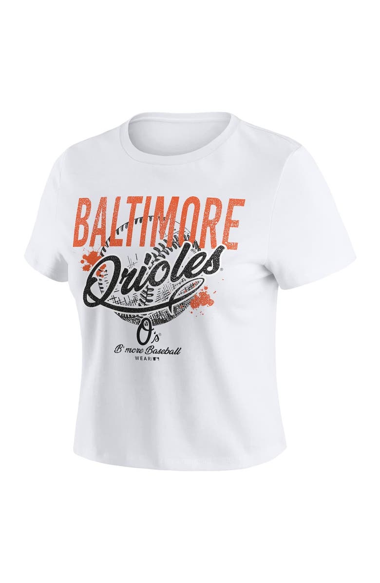 WEAR by Erin Andrews Women's WEAR by Erin Andrews  White Baltimore Orioles Distressed Cropped Baby T-Shirt, Alternate, color, White