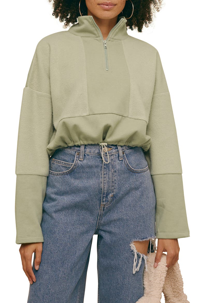 Panel Half Zip Fleece Pullover, Main, color, GREEN