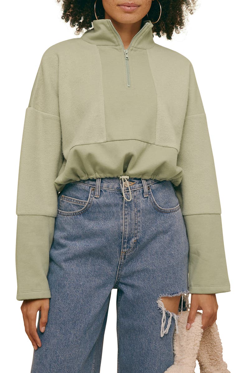 Topshop Panel Half Zip Fleece Pullover, Main, color, 