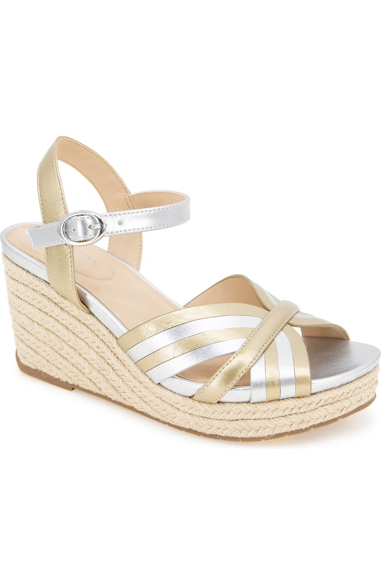 Reaction Kenneth Cole Comi Espadrille Wedge Sandal, Main, color, Gold/ Silver