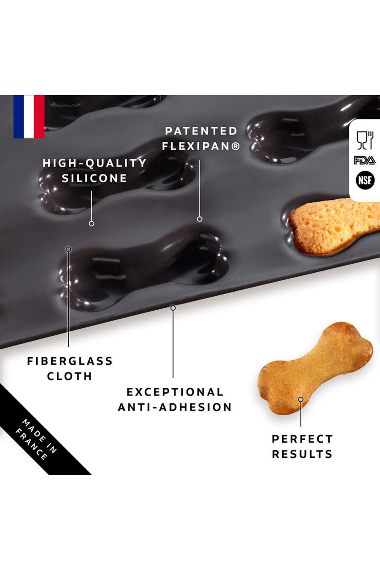 Flexipan 9 Bones Pet Treats Premium Silicone Baking Pan, Alternate, color, Black