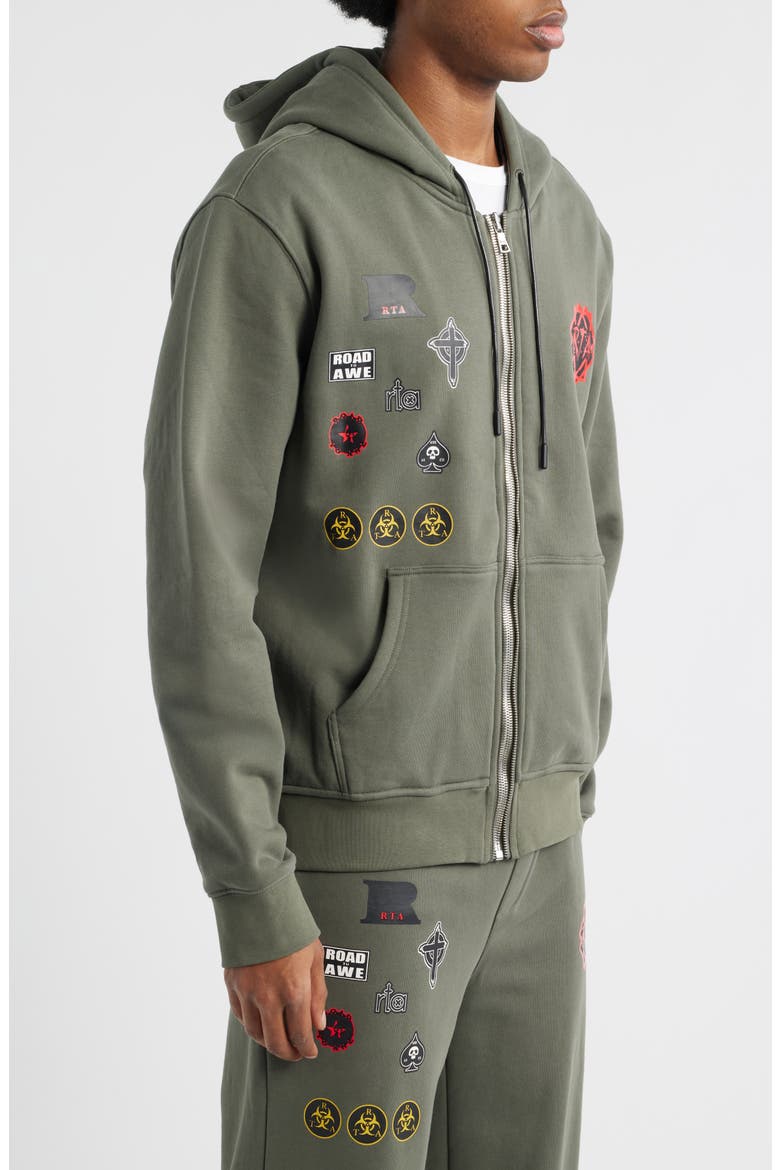 Floyd Military Patch Zip Hoodie, Alternate, color, OLIVE MILITARY PATCH