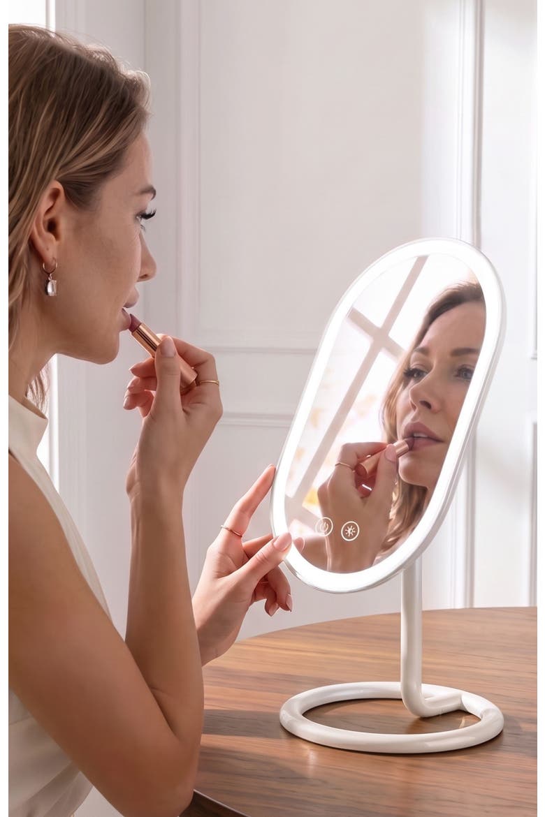 Vera Lighted Vanity Mirror, Alternate, color, White