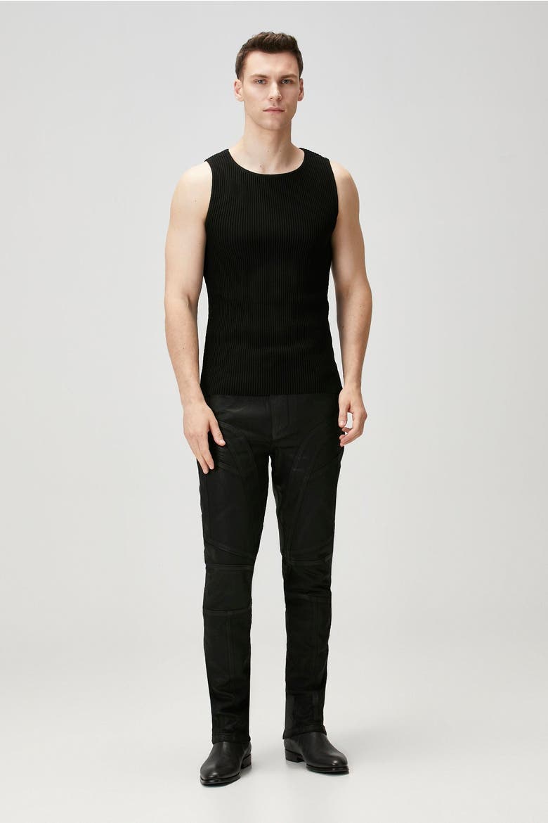 Pure Cotton Shiny Coated Denim Pant, Alternate, color, BLACK