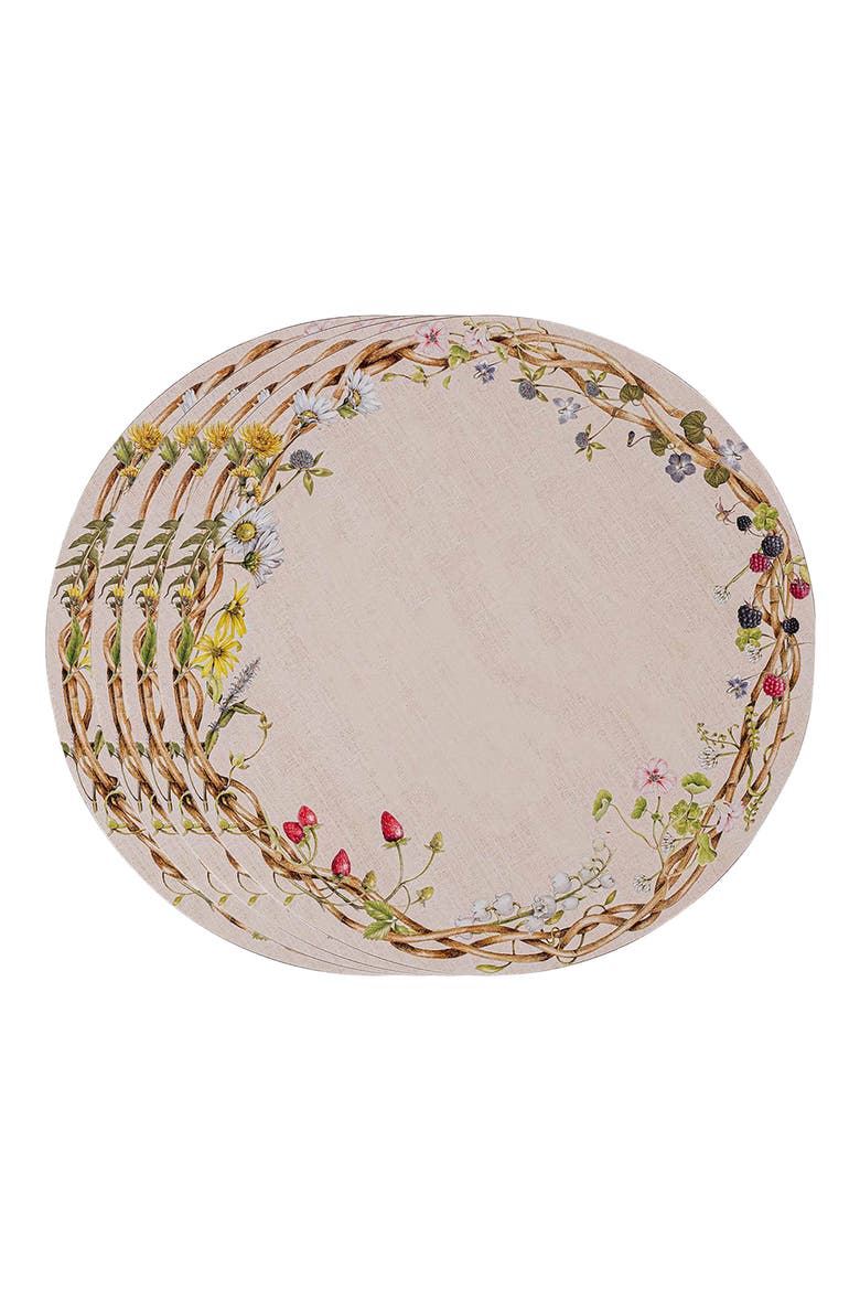 Meadow Walk Set of 4 Round Placemats, Main, color, BEIGE MULTI