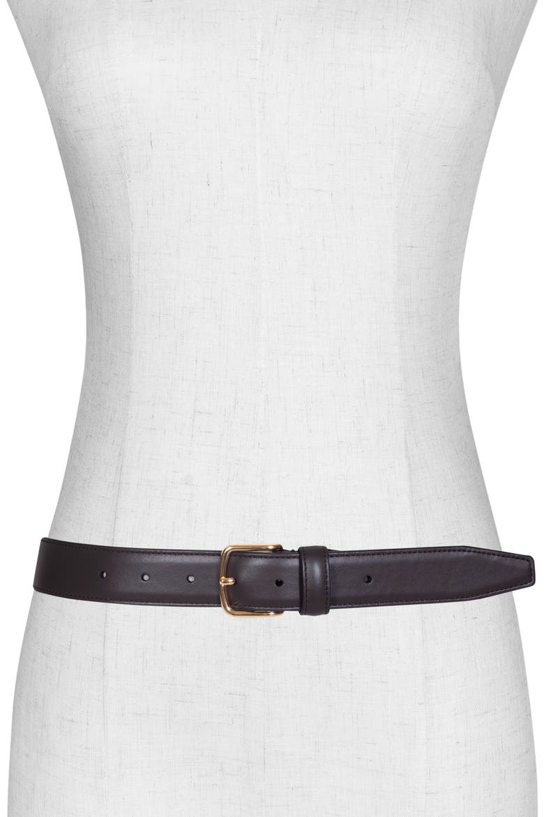 Stitched Leather Belt, Alternate, color, CACAO BROWN