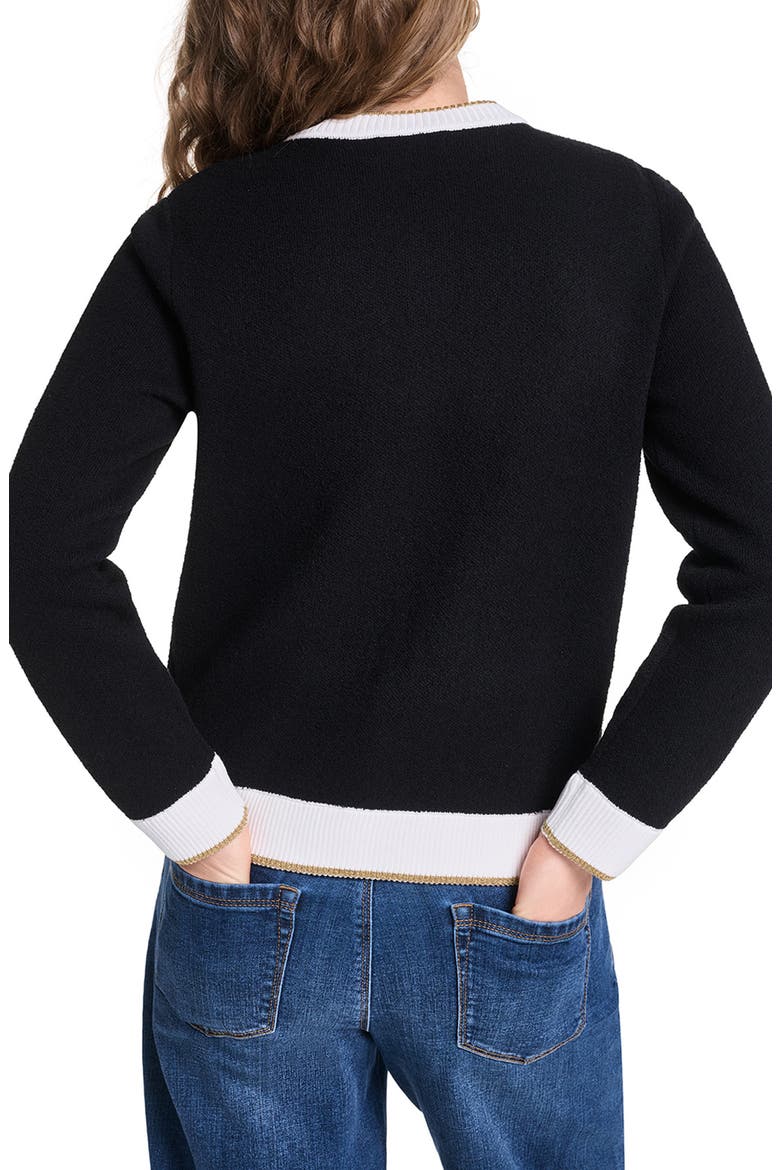 4-Pocket Cardigan, Alternate, color, BLACK/ SOFT WHITE/ GOLD
