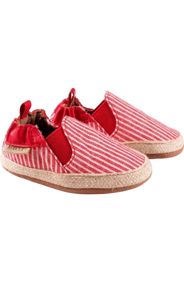 Robeez<sup>®</sup> Waverly Stripe Espadrille Crib Shoe, Main, color,