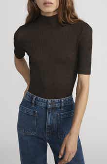 FRAME The Metallic Mock Neck T-Shirt