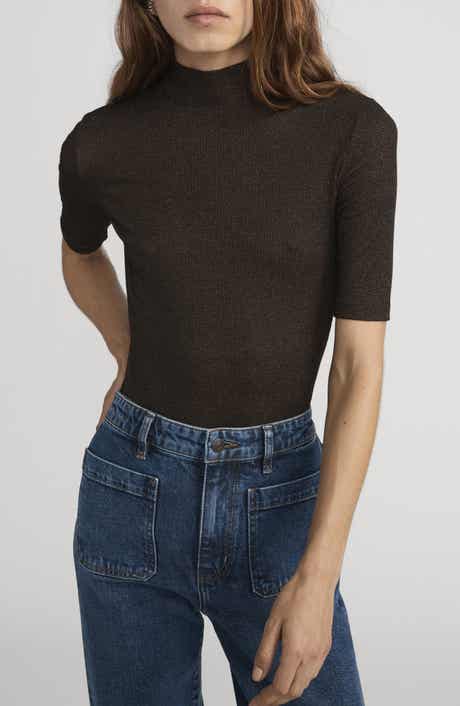 FRAME The Metallic Mock Neck T-Shirt