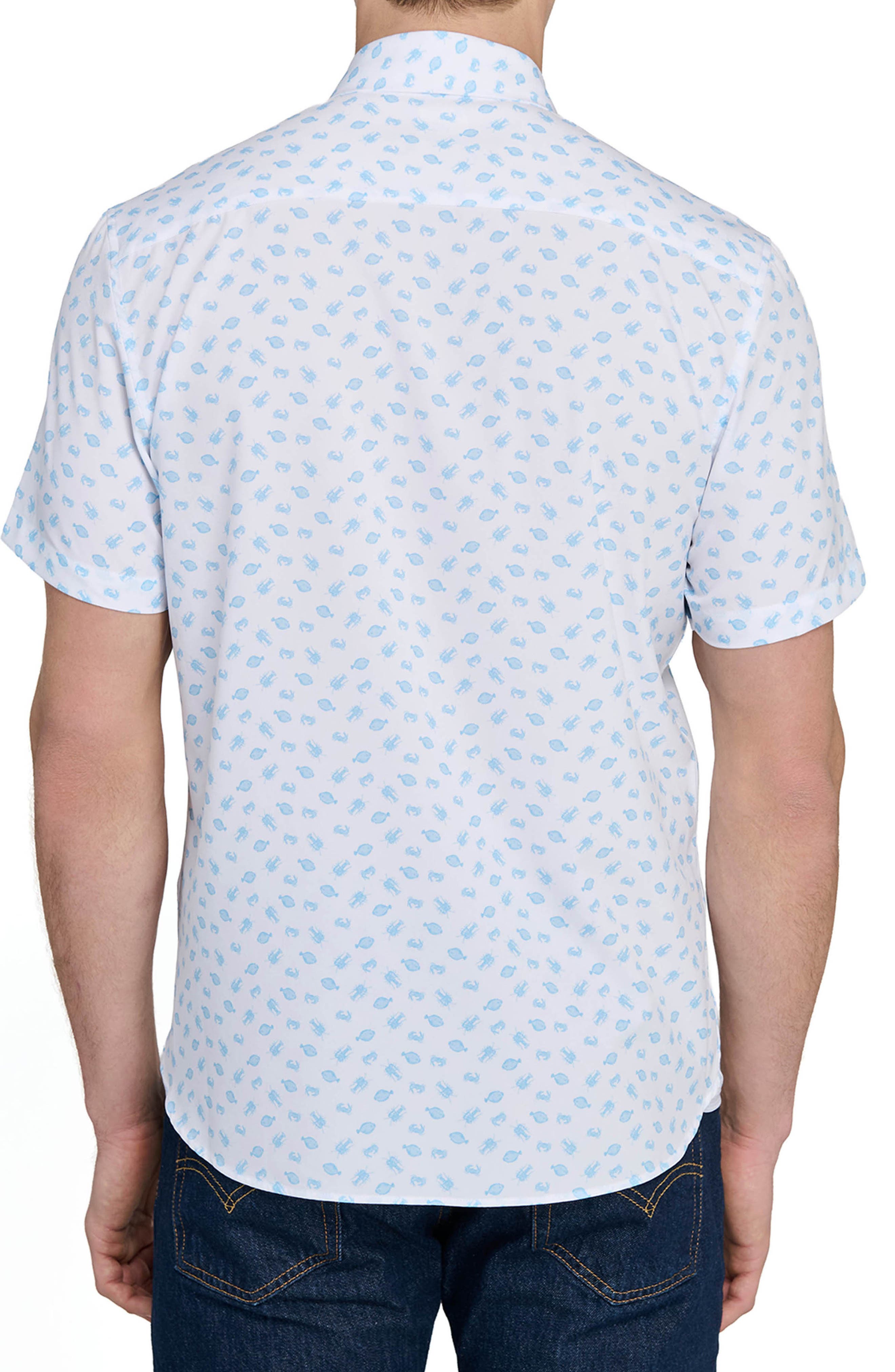 Slim Fit 4-Way Stretch Short Sleeve Button-Up Performance Shirt - image 2
