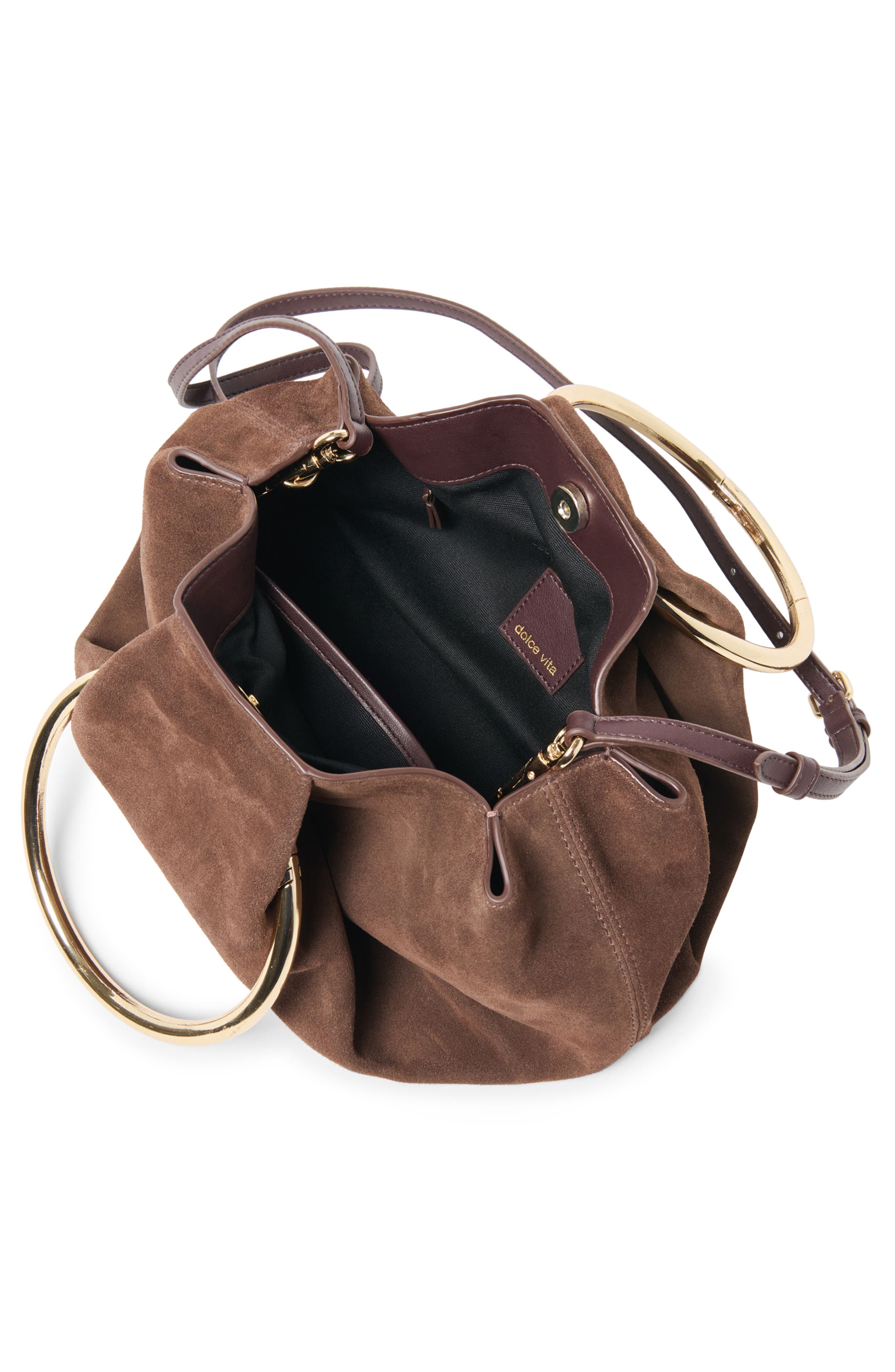 Dolce Vita Channing Suede Top Handle Bag, Alternate, color, Espresso