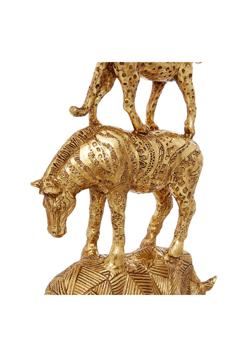 Goldtone Polystone Safari Animal Sculpture, Alternate, color, GOLD