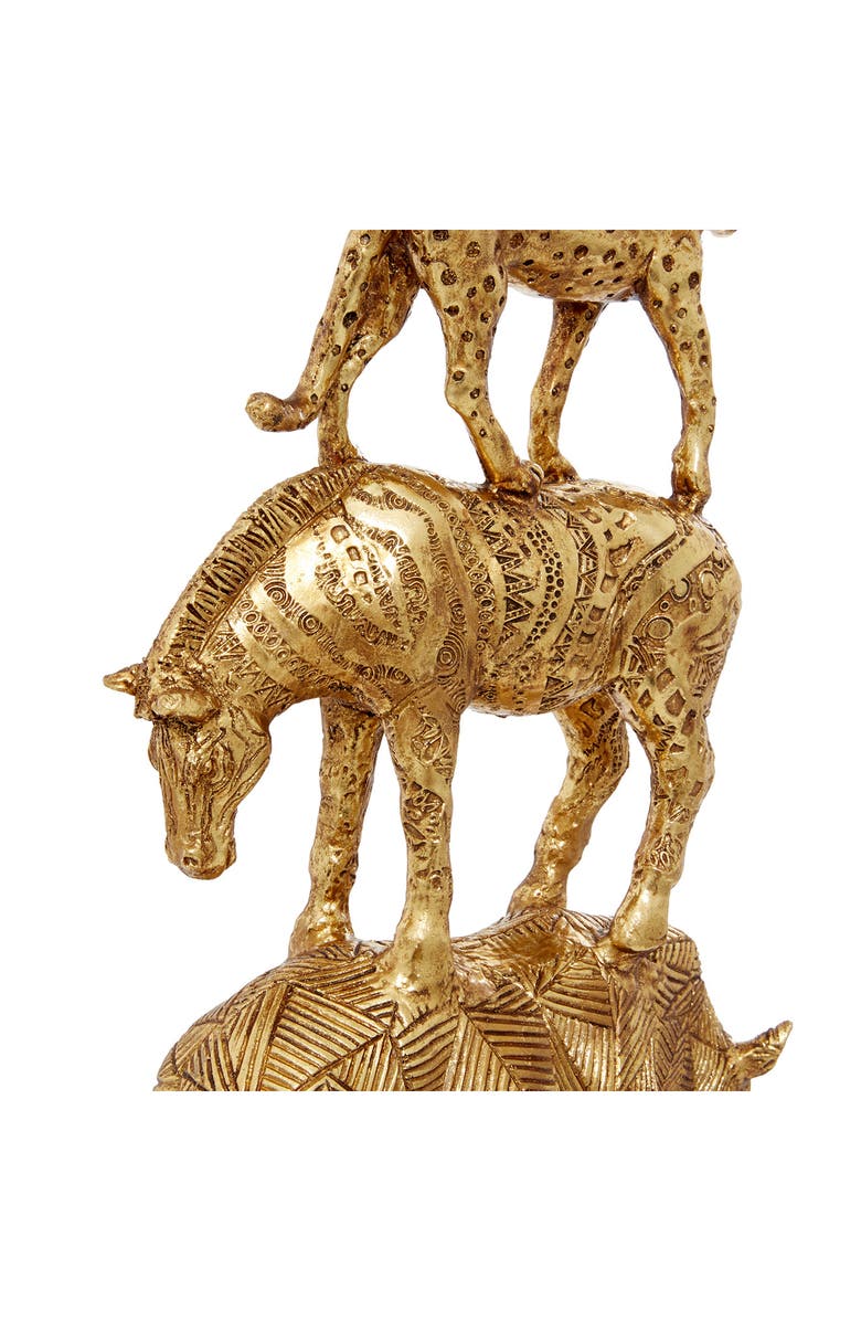 WILLOW ROW Goldtone Polystone Safari Animal Sculpture, Alternate, color, Gold
