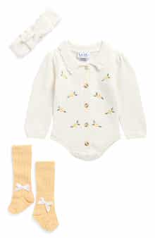 Nicole Miller Sweater Bodysuit, Headband & Socks Set