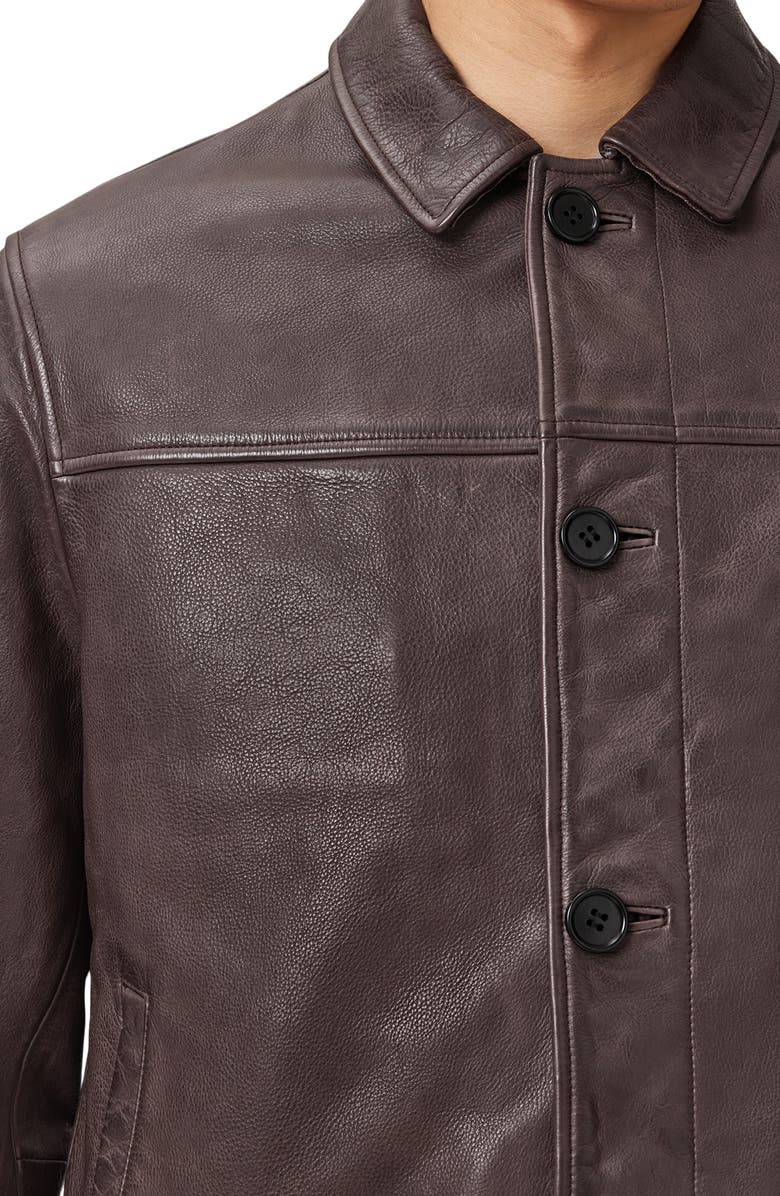 AllSaints Nates Leather Jacket, Alternate, color, Trail Brown