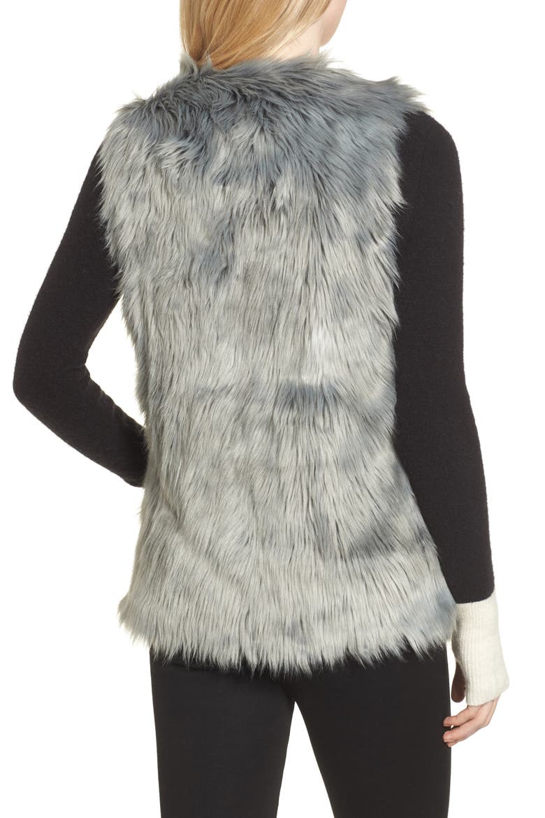 Faux Fur Vest, Alternate, color, DENIM