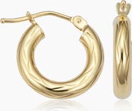 Oradina 14K Yellow Gold Day and Night Mini Hoops