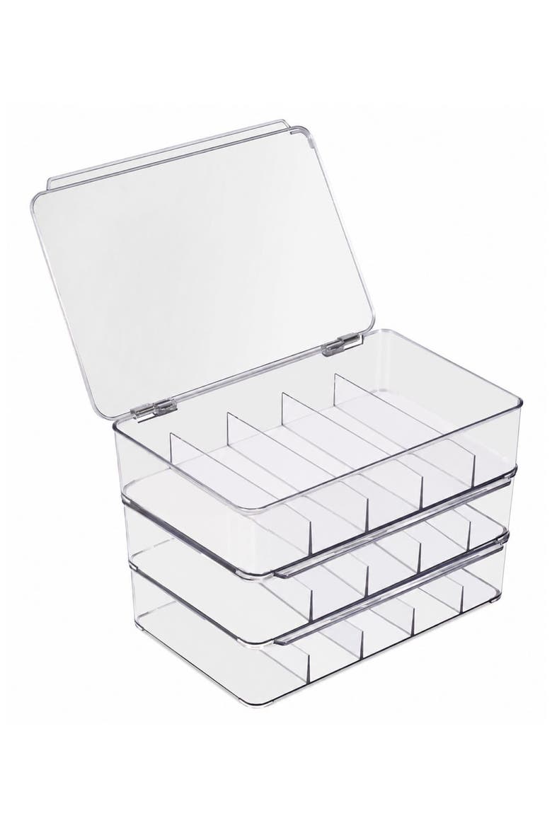 Set of 3 Stackable Eyewear Organizers, Main, color, CLEAR