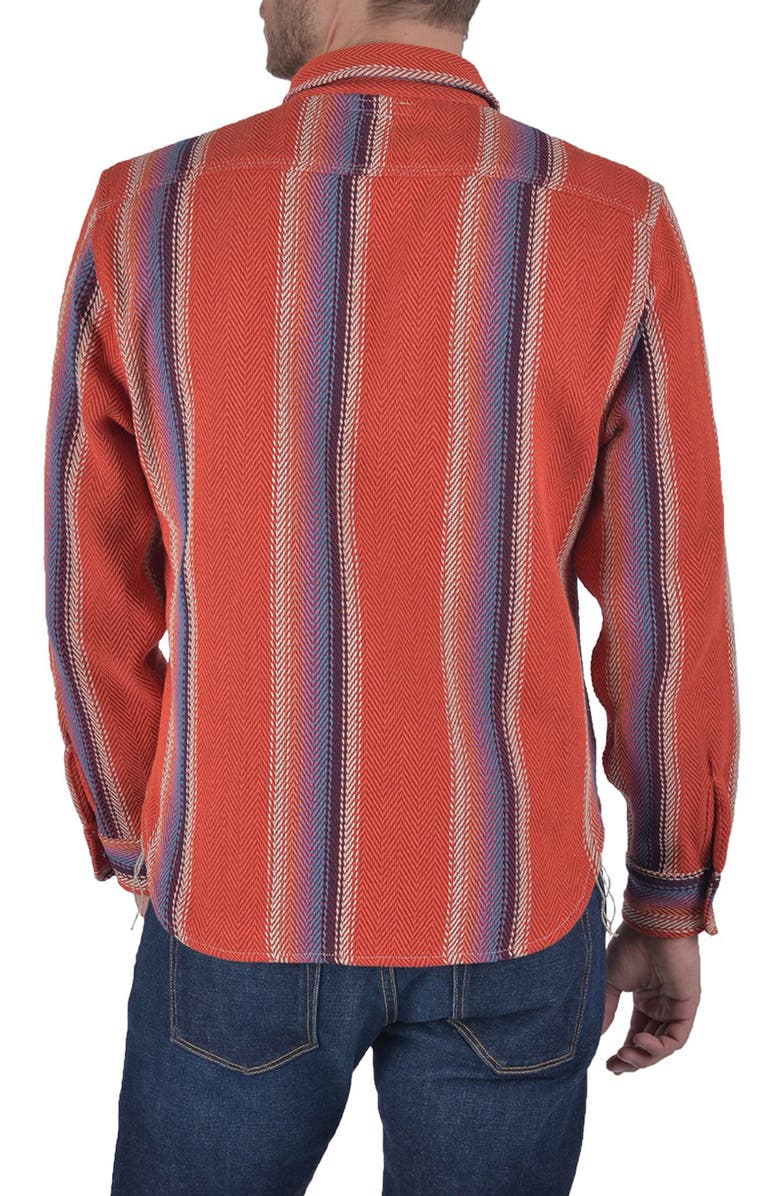 HIROSHI KATO The Brace Stripe Cotton Button-Up Shirt, Alternate, color, 
