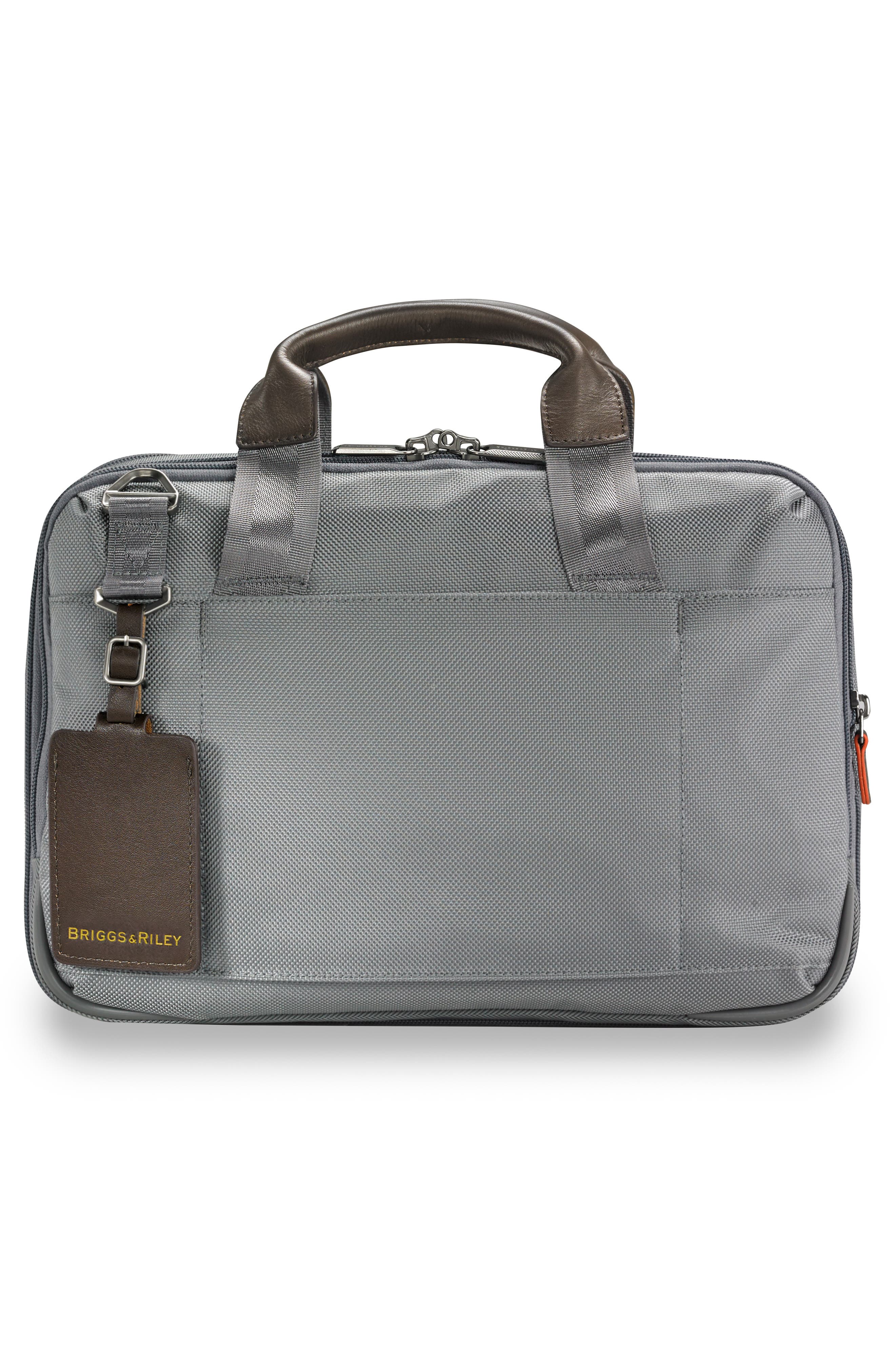 @work Small Expandable Ballistic Nylon Laptop Briefcase with RFID Pocket, Alternate, color, GREY