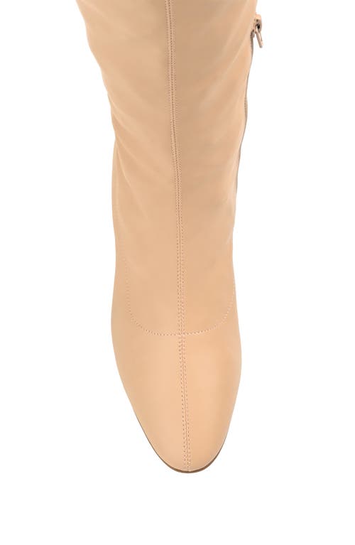 Journee Collection Melika Tall Ruched Shaft Vegan Leather Boot In Tan