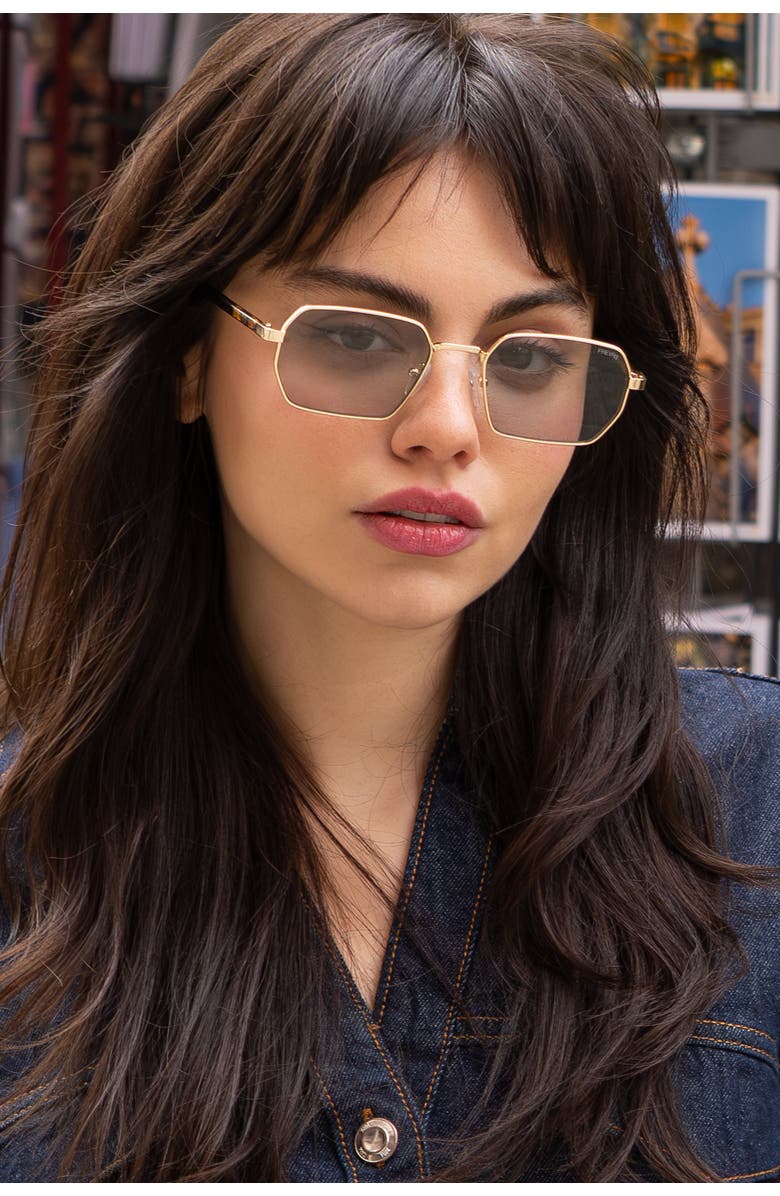 FREYRS Eyewear Superior Rectangular Unisex Sunglasses, Alternate, color, Gold / Green