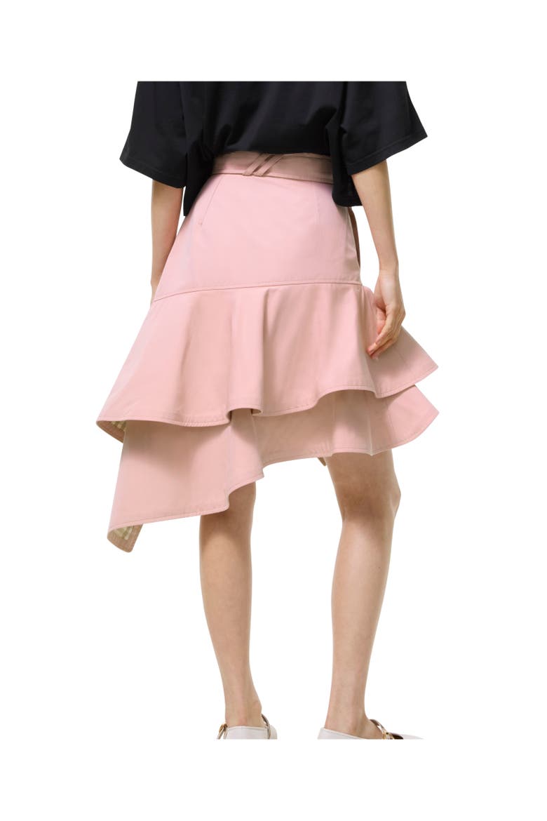 Ruffled Gabardine Trench Skirt, Alternate, color, Begonia pink