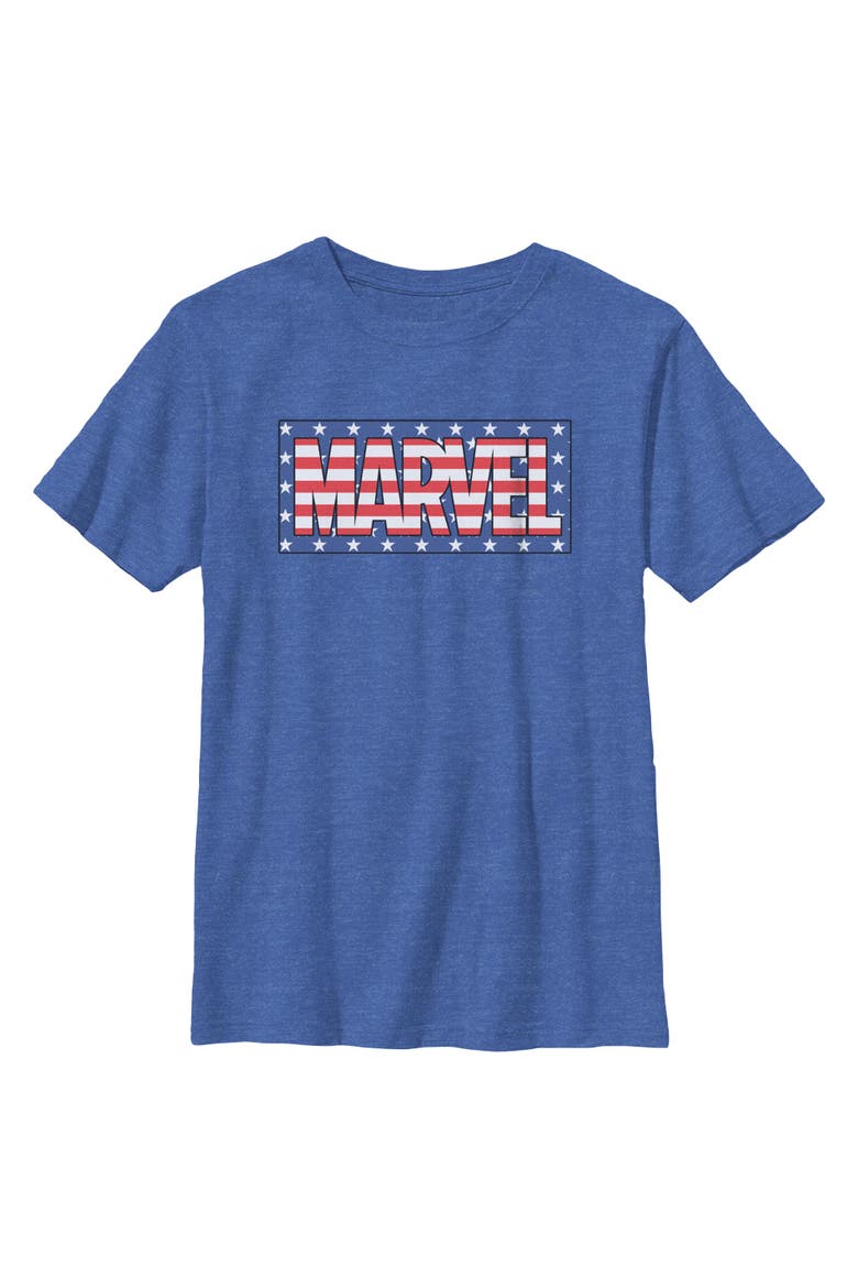 Boy's Marvel American Logo  Graphic T-Shirt, Main, color, Royal Blue Heather