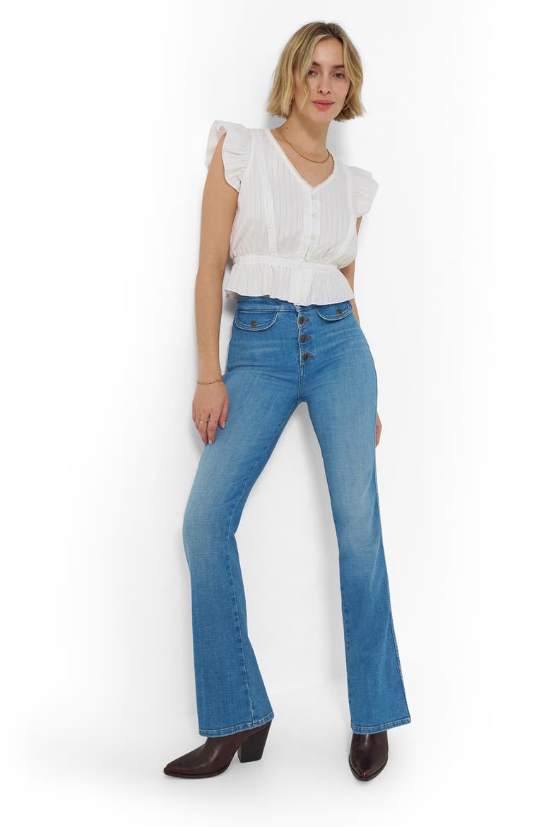 Exposed Button High Waist Bootcut Jeans, Alternate, color, NOT YOUR TYPE