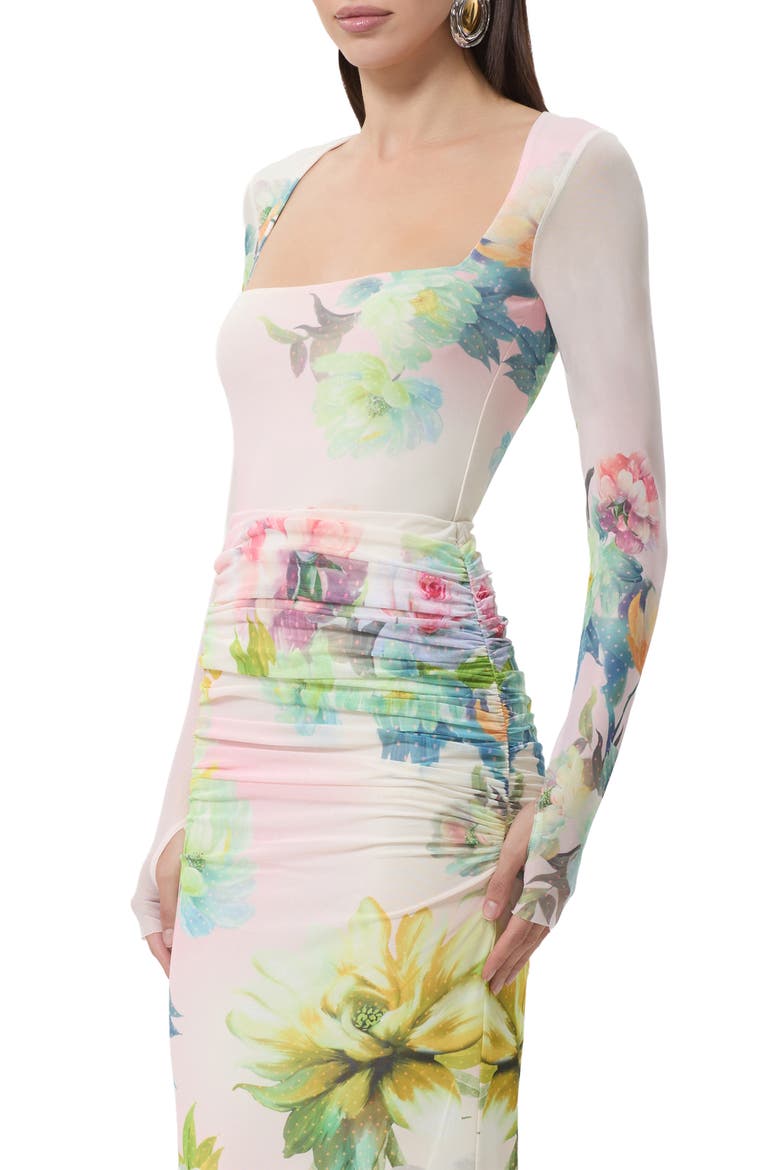 Ines Floral Long Sleeve Mesh Top, Alternate, color, GROWING ROSES
