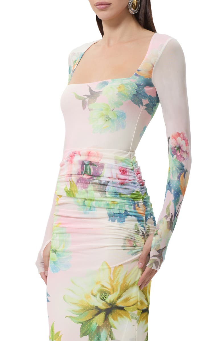 AFRM Ines Floral Long Sleeve Mesh Top, Alternate, color, Growing Roses