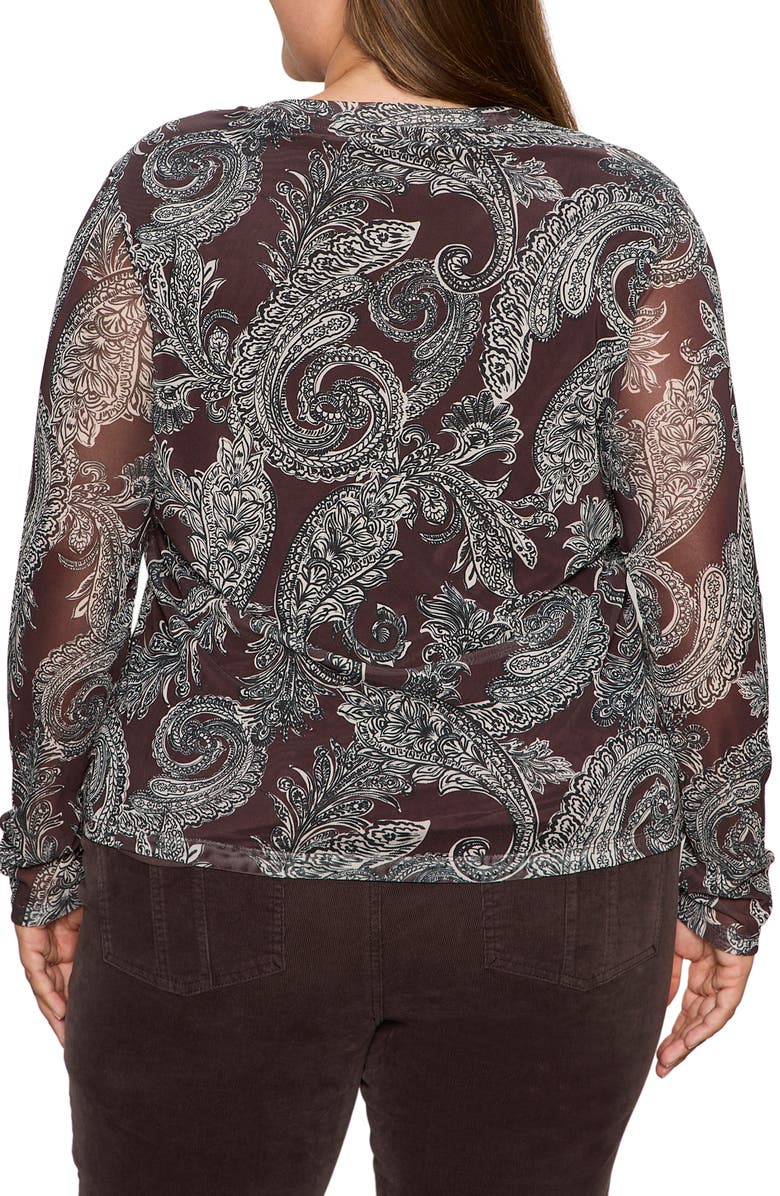 Sanctuary Perfect Long Sleeve Mesh Top, Alternate, color, Mineral Paisley