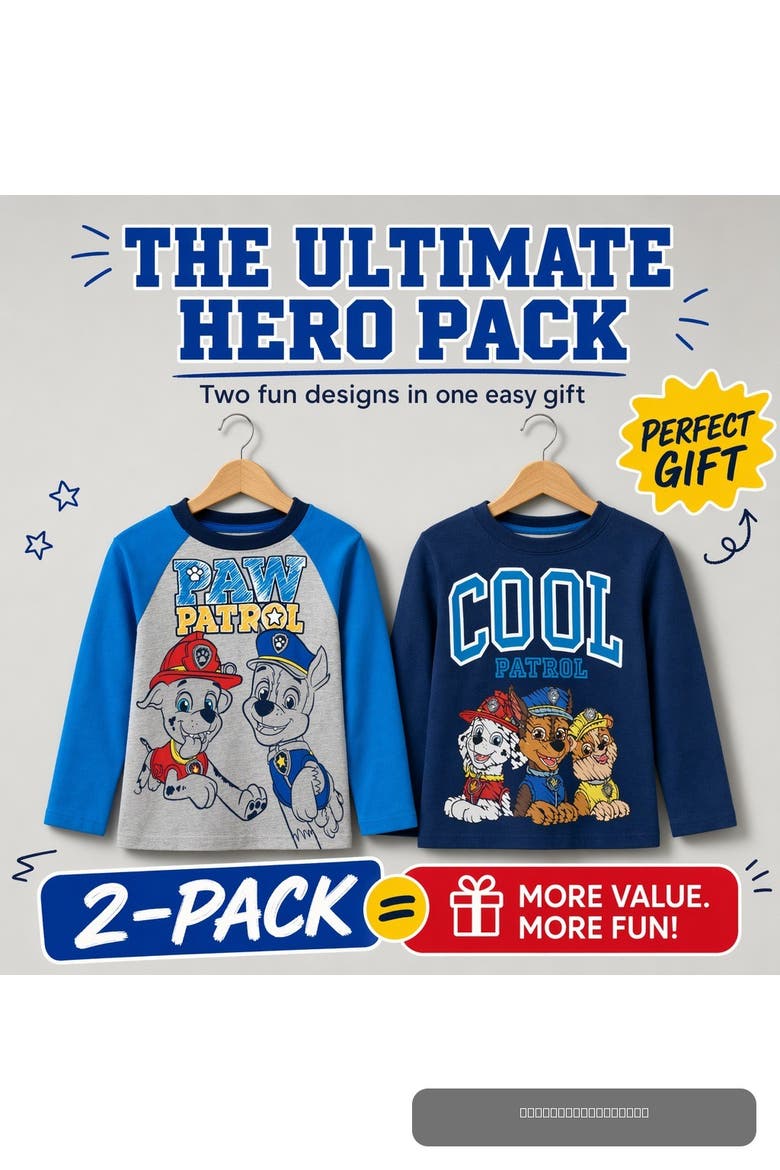 2-Pack Long Sleeve T-Shirts, Alternate, color, Chase Marshall Navy