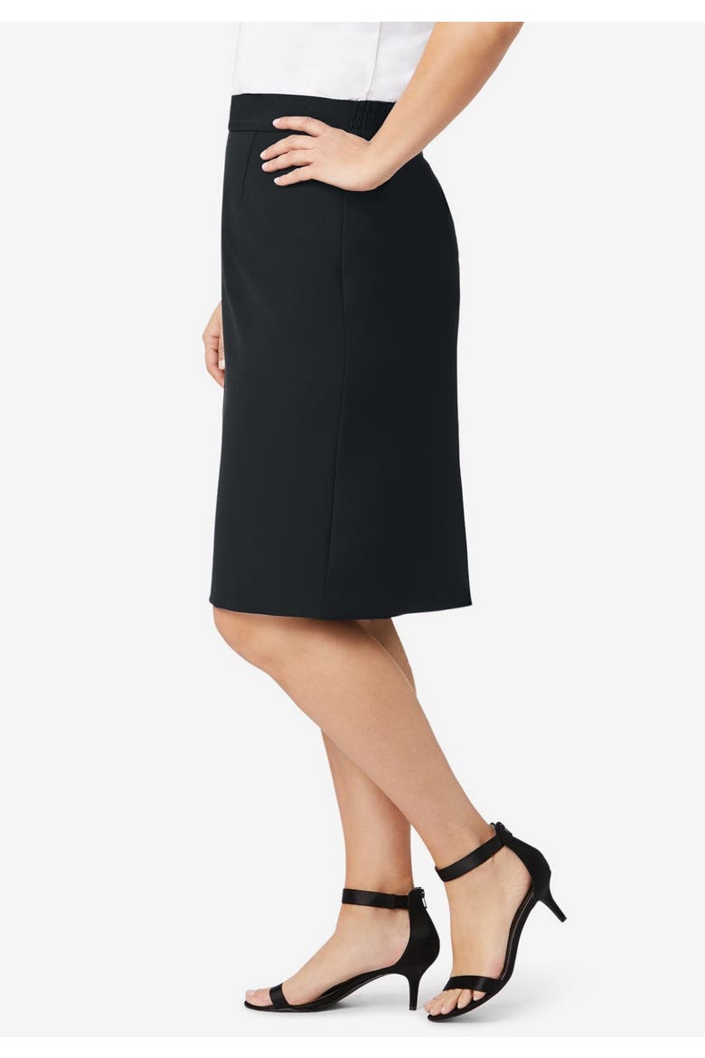 Tummy Control Bi-Stretch Pencil Skirt, Alternate, color, BLACK