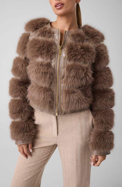 Arielle Croc Embossed Faux Fur Jacket