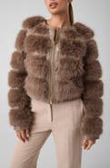 Marciano Arielle Croc Embossed Faux Fur Jacket