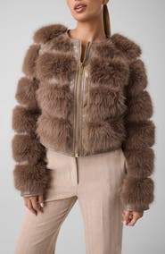 Marciano Arielle Croc Embossed Faux Fur Jacket