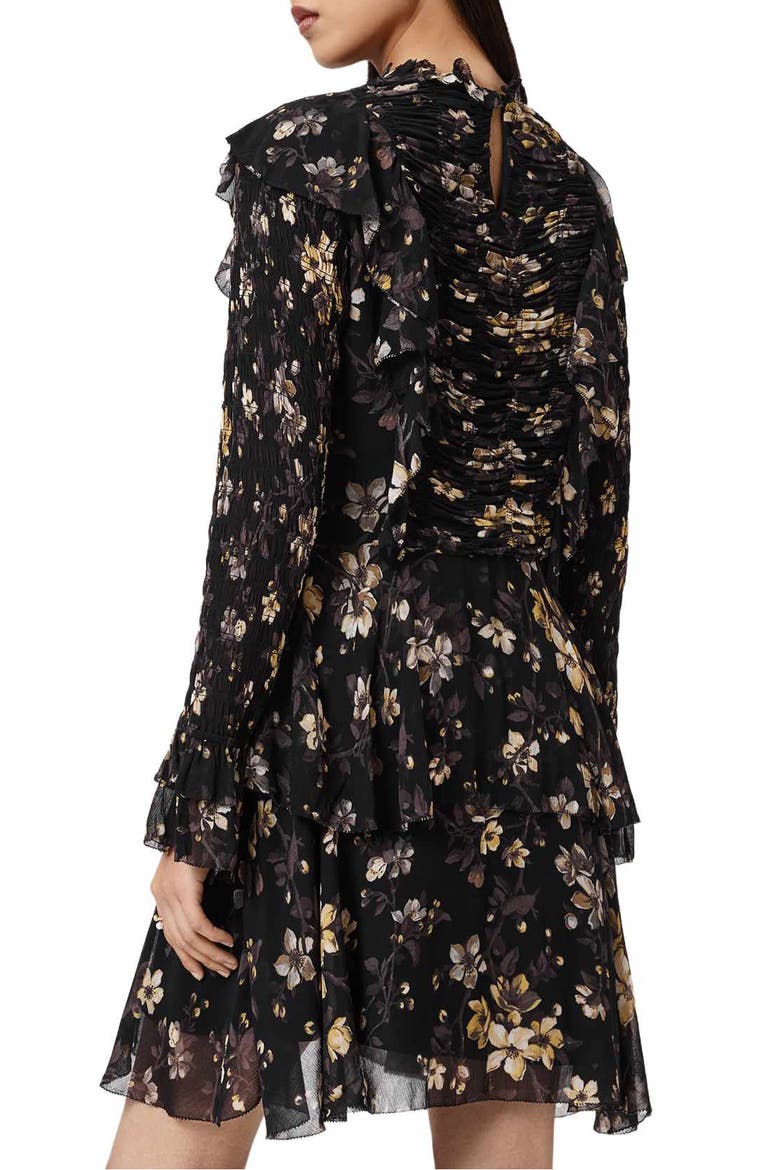 Portia Floral Long Sleeve Dress, Alternate, color, VINE BLACK
