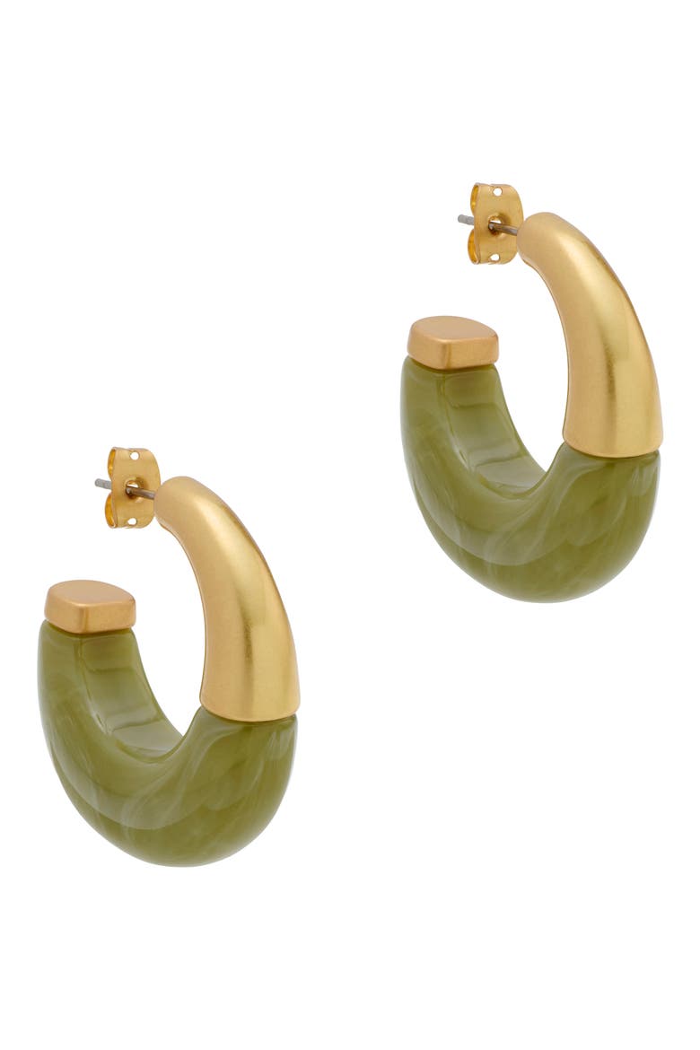Samira Scoop Hoop Earrings, Alternate, color, GOLD TONE / OLIVE
