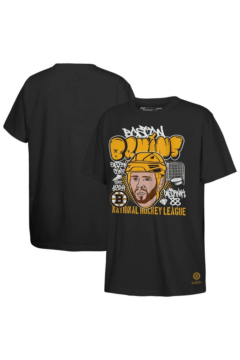 Youth Mitchell & Ness David Pastrnak Black Boston Bruins Caricature T-Shirt, Main, color, Black