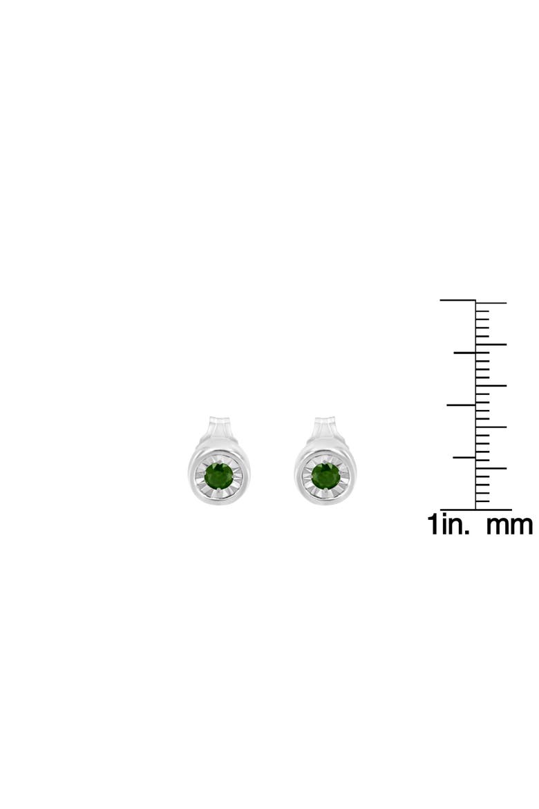 Silver 1/5 Ct Green Diamond Miracle- Stud Earrings, Alternate, color, White