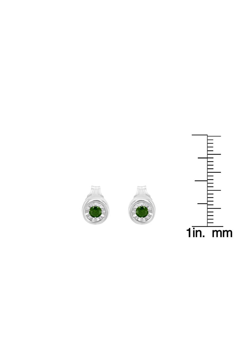 Haus of Brilliance Silver 1/5 Ct Green Diamond Miracle- Stud Earrings, Alternate, color, White