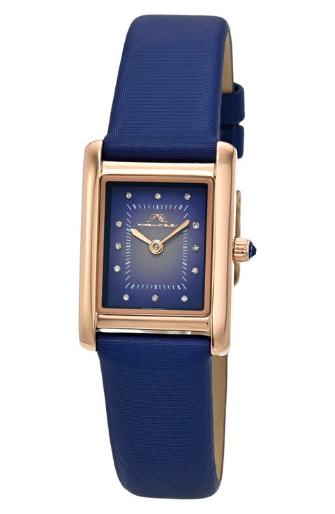 Karolina Diamond Leather Strap Watch, 21.5mm x 30mm