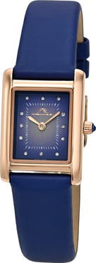 PORSAMO BLEU Karolina Diamond Leather Strap Watch, 21.5mm x 30mm