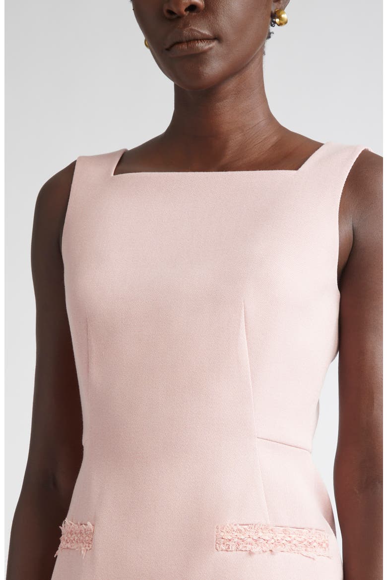 Braided Trim Stretch Twill Sheath Dress, Alternate, color, PINK