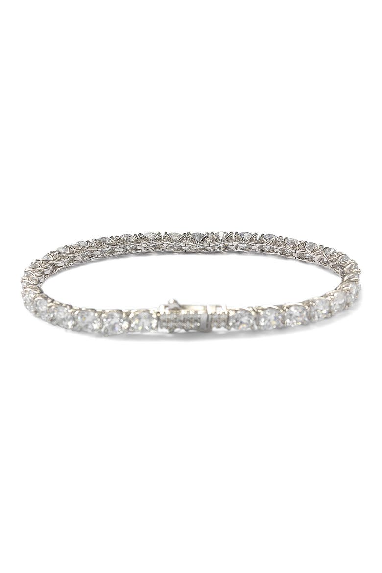 CZ Sterling Silver Pave CZ Tennis Bracelet, Alternate, color, WHITE