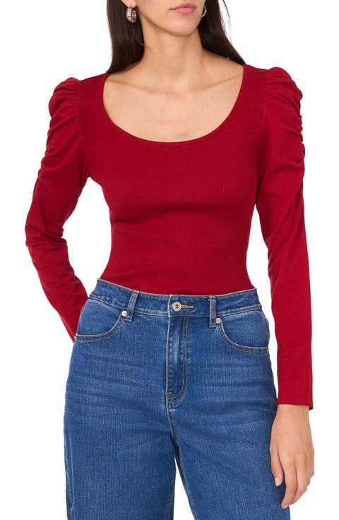 Scoop Neck Puff Sleeve Top
