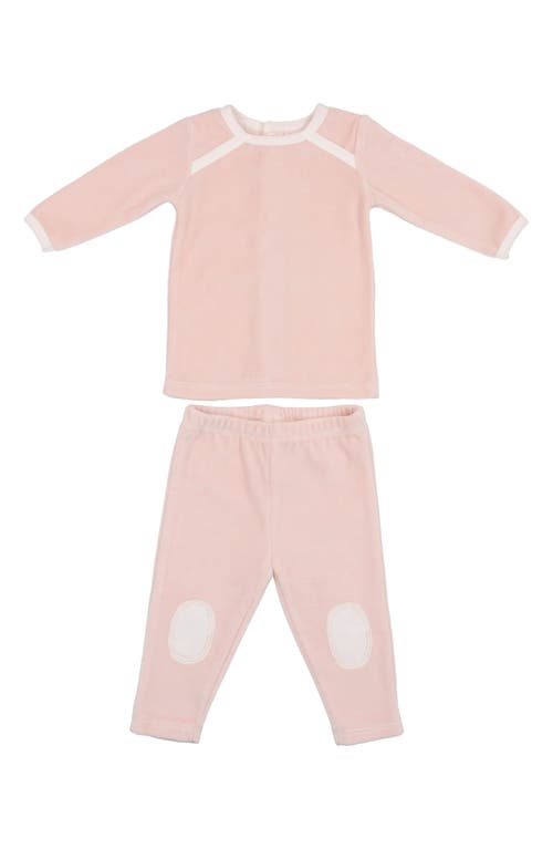 Maniere Manière Kids' Velour Patch Long Sleeve Top & Pants Set In Pink